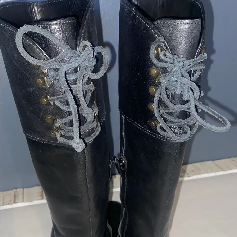 Cole Haan with Nike Air sole Black Leather Boots, Size 7 B waterproof